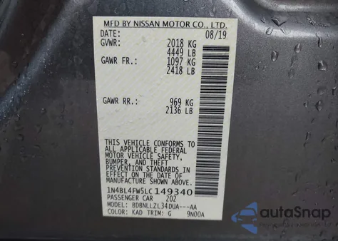 2020 Nissan Altima Platinum Intelligent Awd из США, поврежденный, VIN 1N4BL4FW5LC149340